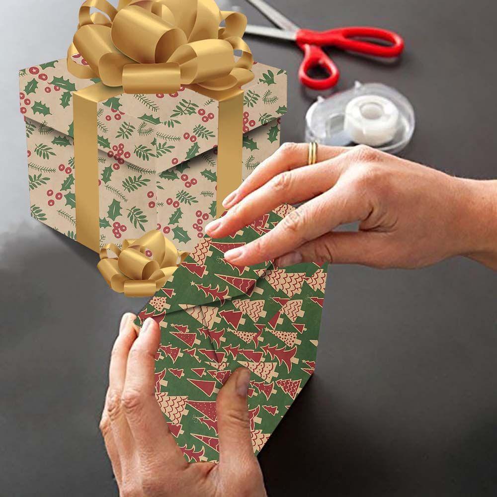 Santa Claus Kraft Paper Xmas Tree Christmas Decoration Gift Wrapping Paper Scrapbook Party Supplies