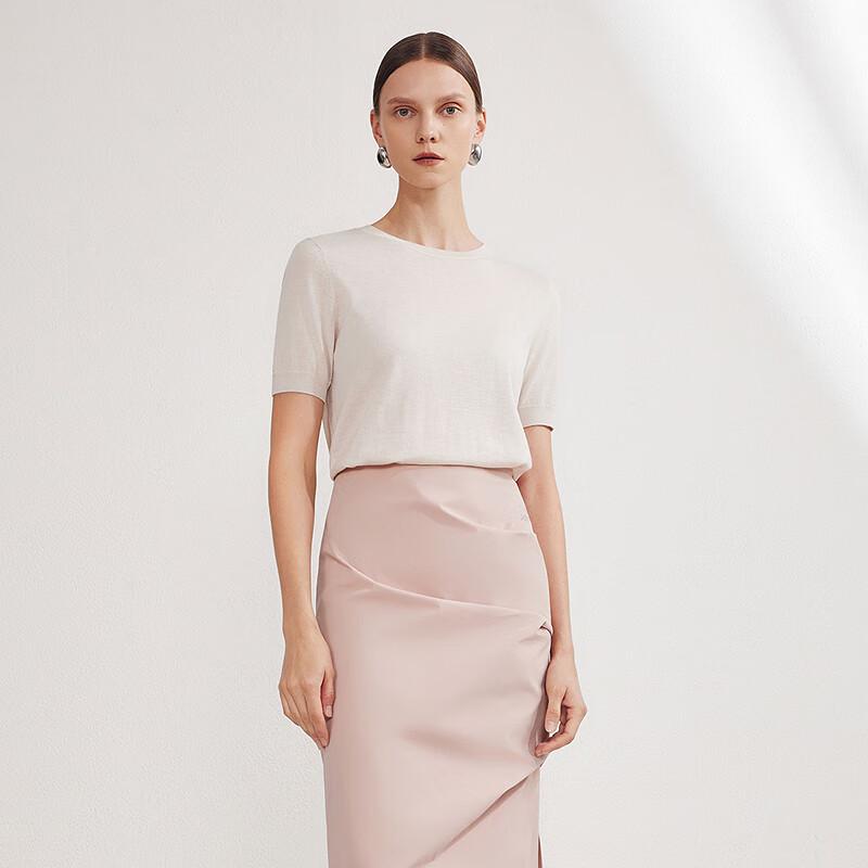 

LANCY 100% Wool Knit Short-Sleeve T-Shirt M