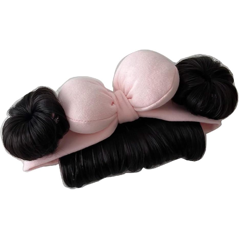 Baby Wig Bangs Headband Fashionable Bun Wig Hairpieces Solid Headwear Girls Hair Accessories for Newborns and Toddlers