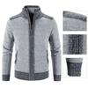 Plaid Lined Zipper Closure Male Sweater Coat Long Sleeve Patchwork Color Pockets Stand Collar Sweater Coat Men Knitwear