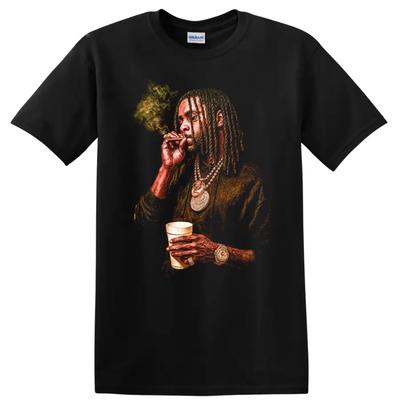 Young Thug Hip Hop Porträt T-Shirt Trap Künstler Rauch Goldkette T-Shirt
