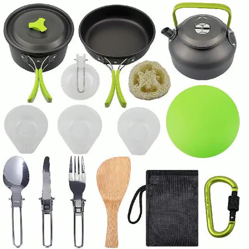OEING Outdoor Camping Cookware Set with Teapot Compact Set
