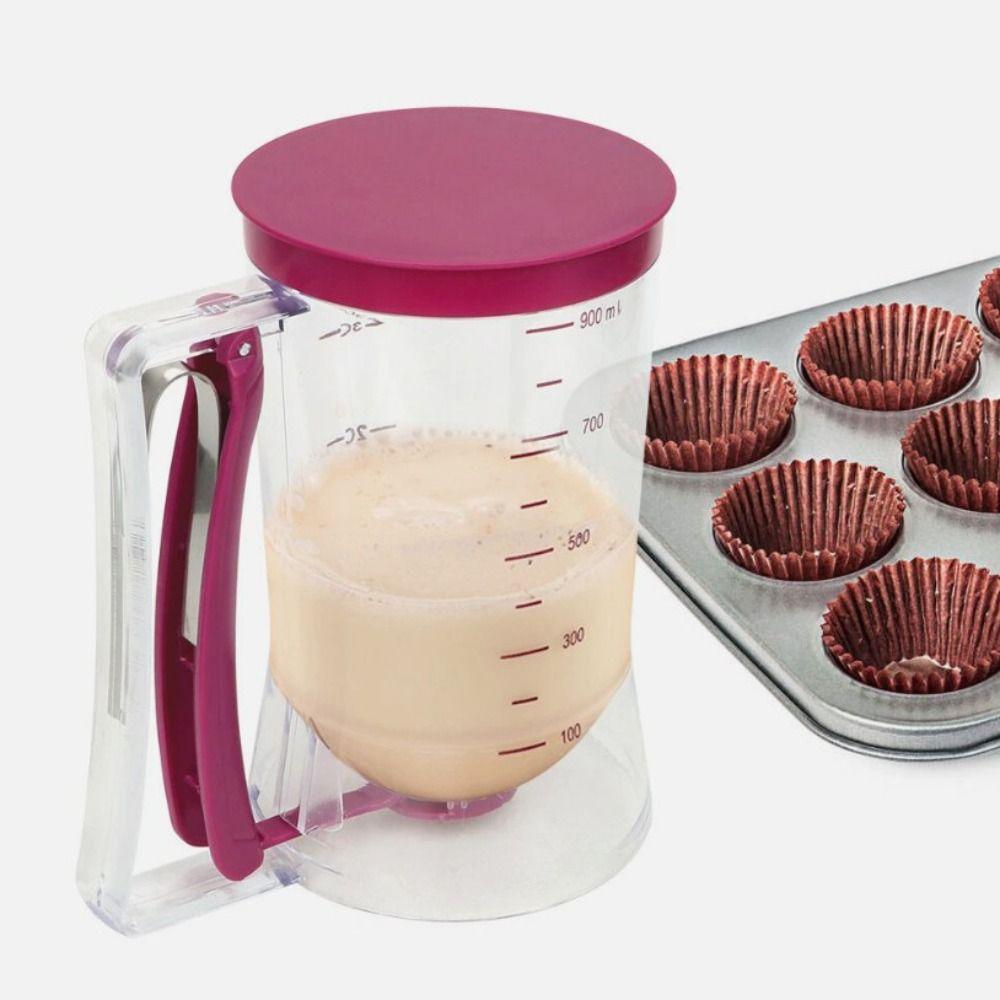 Hand-Held Pancake Batter Dispenser Plastic Leakproof Crepes Batter Separator Scaled Large Capacity Batter Funnel Cupcake