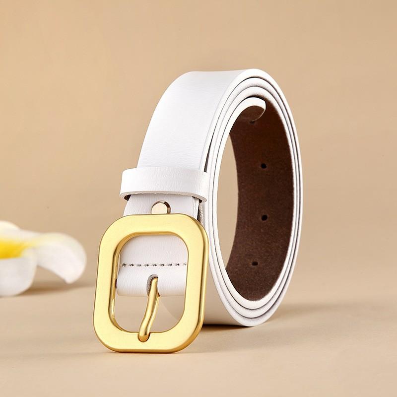 Women'S Belt Leather Retro Two-Layer Cowhide Black Belt Decorative Jeans Belt