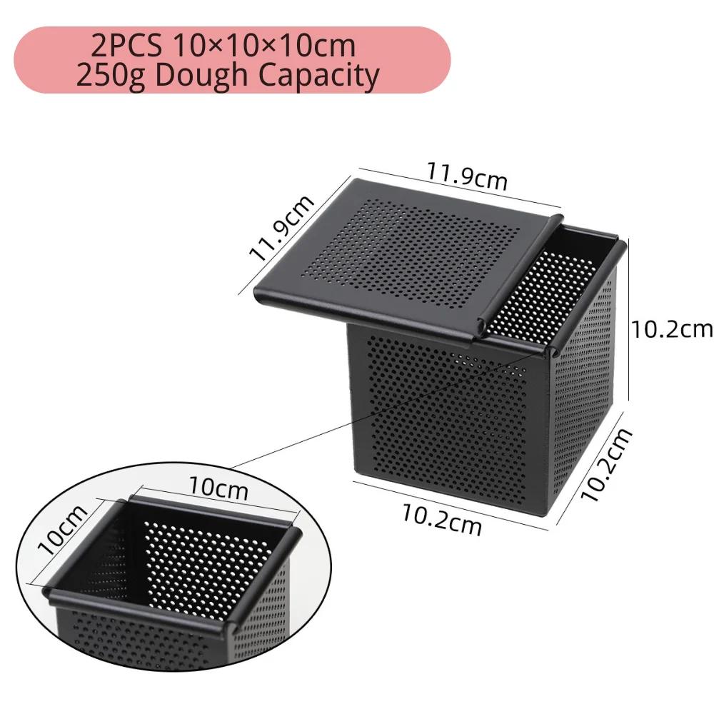 Non Stick Cube Croissant Mini Toast Box Mold Mini Pullman Loaf Pan with Square Lid Perforated Toast Box Water Cube Baking Tool