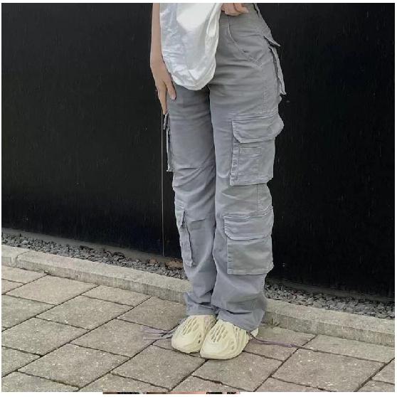 

Осень и зима Новая европейская и американская женская одежда рабочая одежда прямые брюки с высокой талией свободные широкие джинсы в стиле ретро для папы женские XXL светло-серый