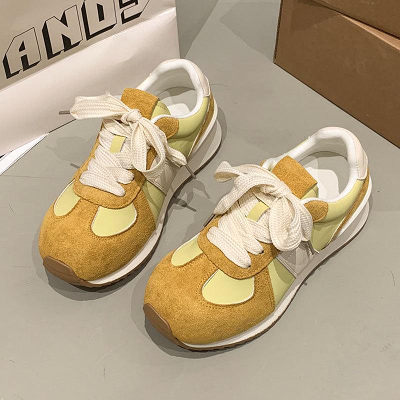 

Ugly cute Forrest Gump sports dad shoes women s platform 2025 spring new chic niche design student waffle shoes 35 светло-желтого