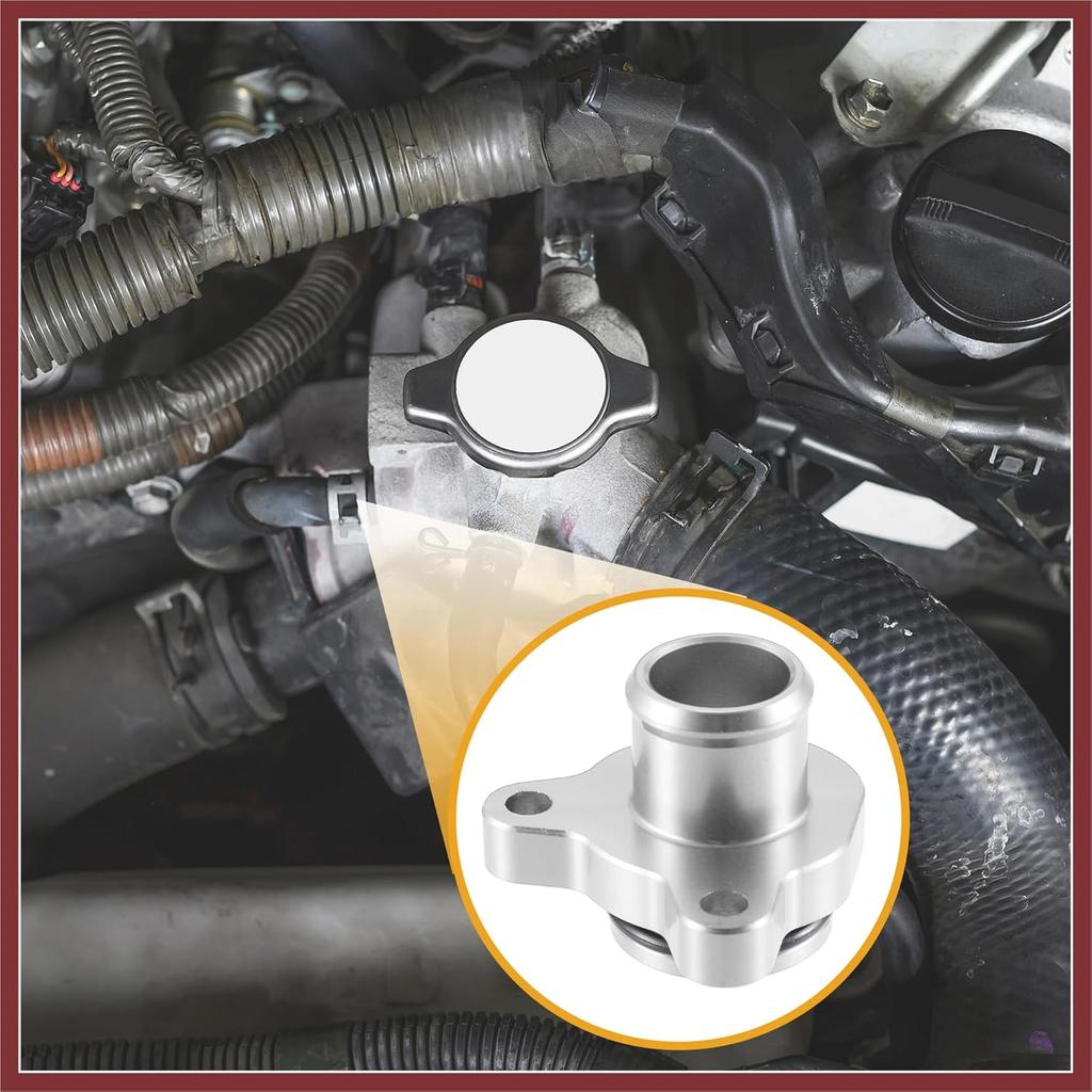 Water Hose Fitting 11537541992 - Car Engine Coolant Hose Fitting Clamp - for BMW 328i 335i 2007-2016 Aluminum Silver Tone with Clamp - 1 Set Replace