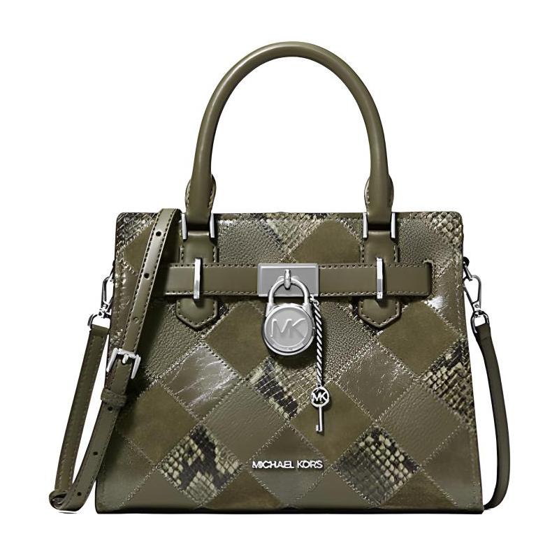 MICHAEL KORS Hamilton Silver Hardware Polyurethane Blend Shoulder Tote Small Women s Olive Green серебряный