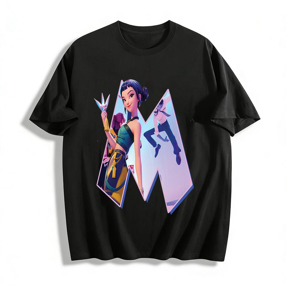 

Trendy Virtual Idol Print Casual T-Shirt Unisex Loose Top Streetwear Style Pure cotton T-shirt XXS