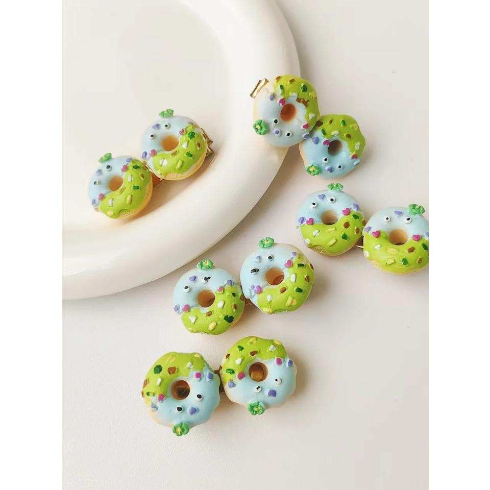 5 Pcs Women's Simulated Fun Donuts With Side Hair Clips Suitable For Clipping Bangs