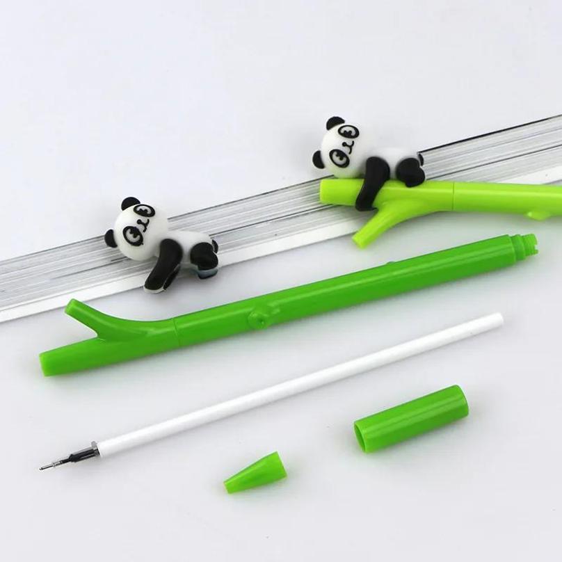 2 Pcs Random Color Cartoon Animal Panda Cute 0.5mm Black Ink Pen Desk Decoration Student Exquisite Gift
