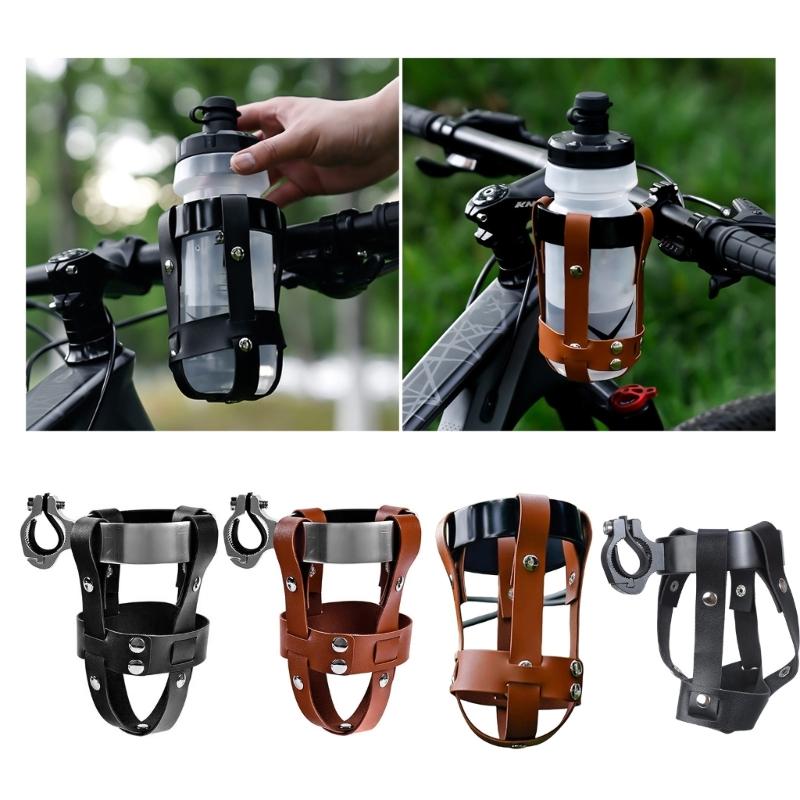 Leather Road Bike Beverage Holder Bicycles Water Bottles Cup Holder Bike Coffee Drink Cup Holder Easily to Install