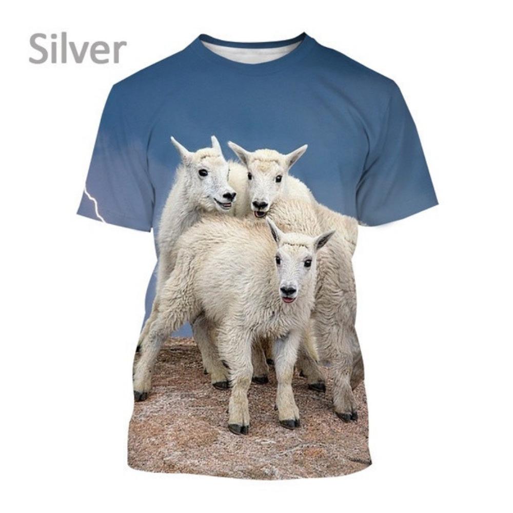 Fun Animal Goat 3D Printed T-shirt Summer Fashion Casual Round Neck Short Sleeve Harajuku Street Style T-shirt Top