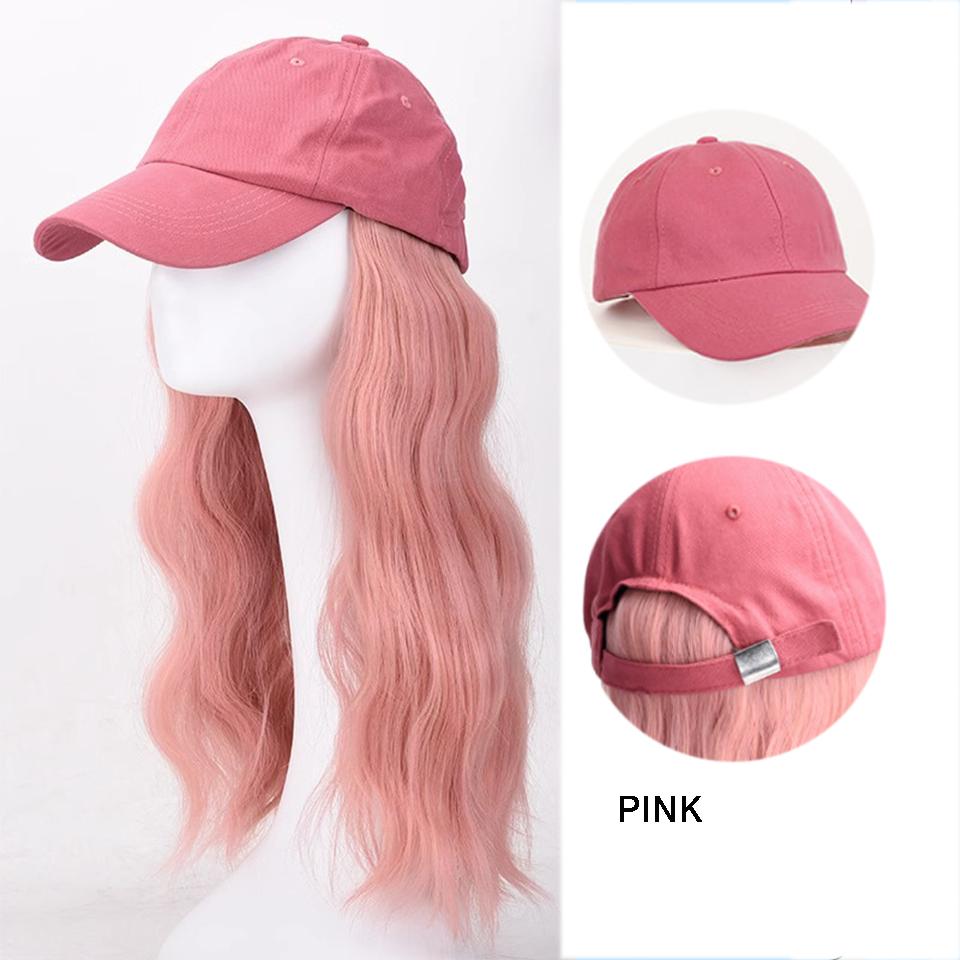 Synthetic Baseball Cap Hair Wig Pink Cap Hair Extensions Naturally Connect  Adjustable Hat Wig Heat Resistant Daily Use Wig