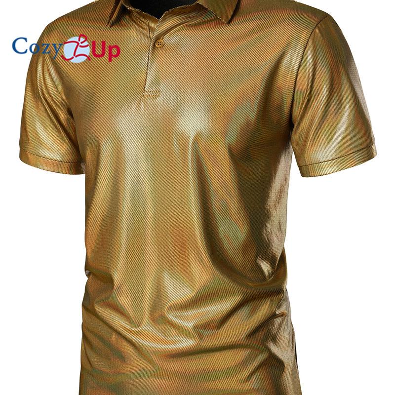 Cozy Up Striped Hot Stamping Printed Short-sleeved POLO Men's