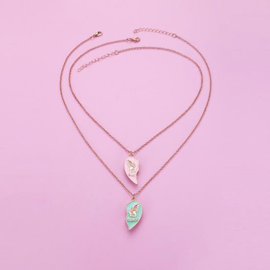 1 Para Damski Naszyjnik NAJLEPSI PRZYJACIELE Emaliowane Motyle Magnetyczny Podwójny Łańcuszek Splicing Serce Miłości Dziecięcy Naszyjnik na Obojczyk Biżuteria Modowa