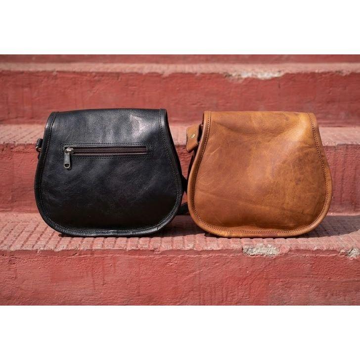 Vintage Saddle Bag Leather Brown/Black Messenger Shoulder Cross-body Bag