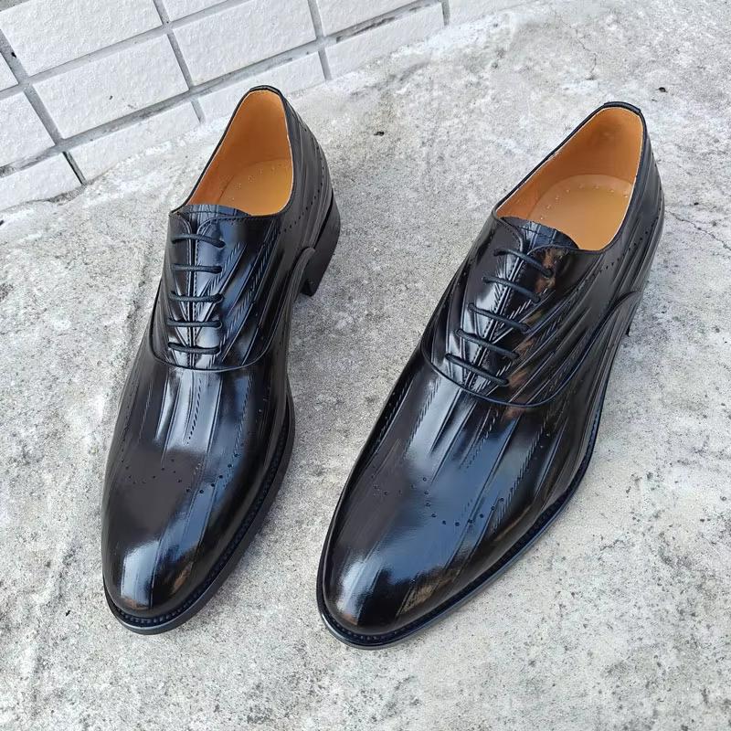 Fashion High-end Genuine Leather Dress Shoes Men's Black Oxford Shoes Anti-Slippery Lace-Up Soft Feature for Autumn and Winter Parties
