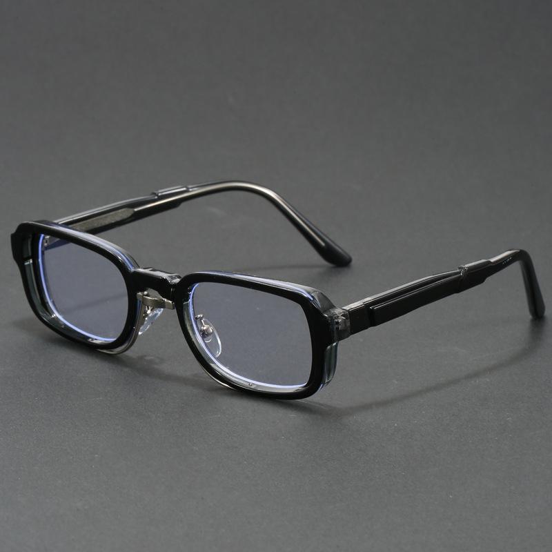 New German Square Narrow Frame Anti Blue Light Glasses Big Face Men Women Wear Without Makeup Spring Legs