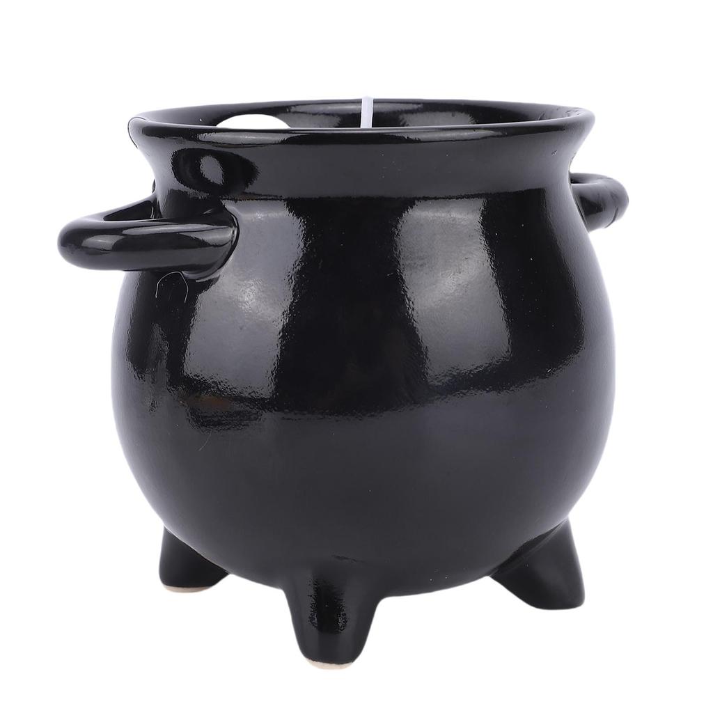 Witch Cauldron Candle Ceramic Reusable Gothic Skeleton Scented Candle Decoration for Birthday Bedroom Tabletop