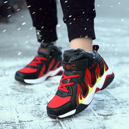 Winter Kids' High-Top Snow Boots with Thick Velvet Lining and Non-Slip Buckle