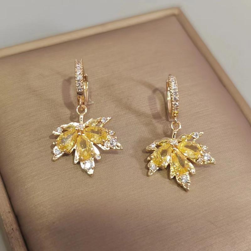 Gelbe Ahornblatt-Ohrringe für Frauen, 2023, neue Mode, Hochzeit, Verlobung, Party, Schmuck, Zubehör