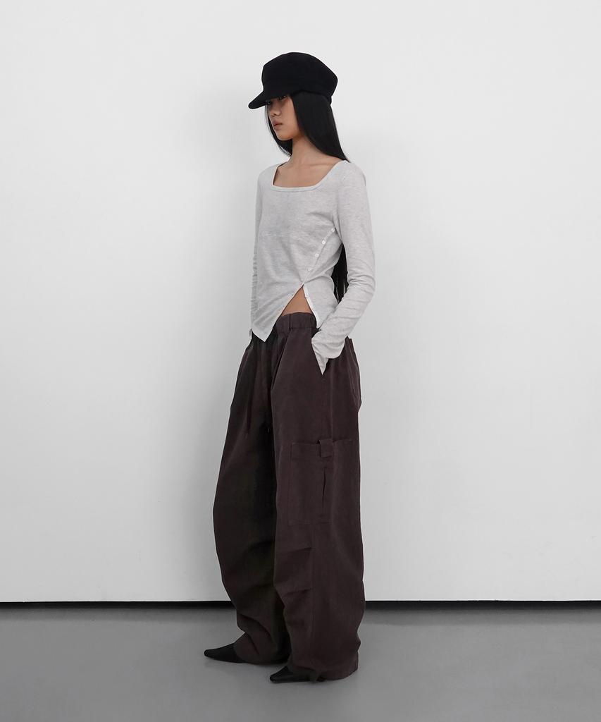 Saendeulig Wide Cargo Cotton Pants_Purple