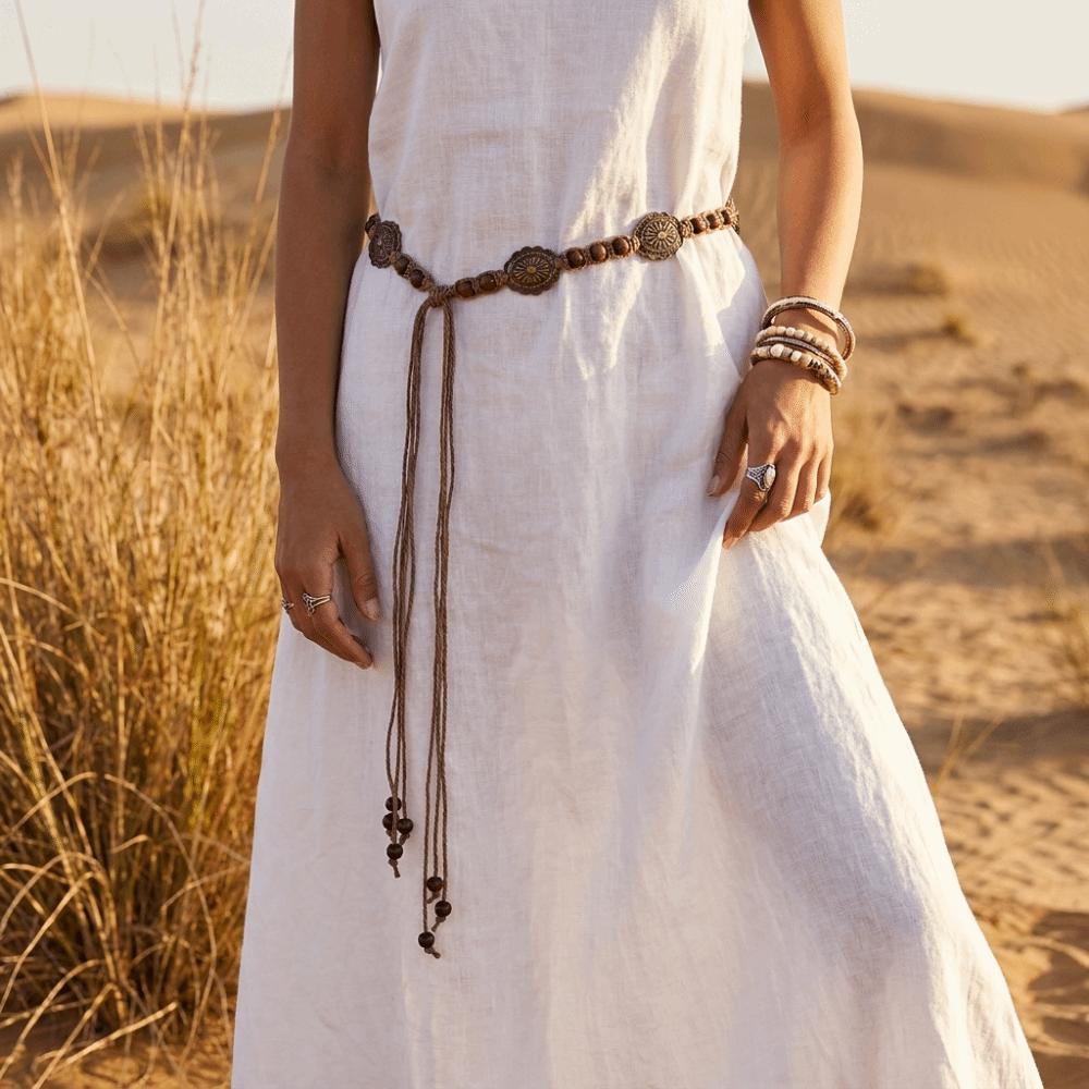 Metal Ethnic Style Belt Beaded Waist Chain Temperament Bohemian Waist Belt  Jeans