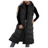 Women's Long Down Vest With Hood Winter Lightweight Long Slim Vest Jacket Sleeveless Vest