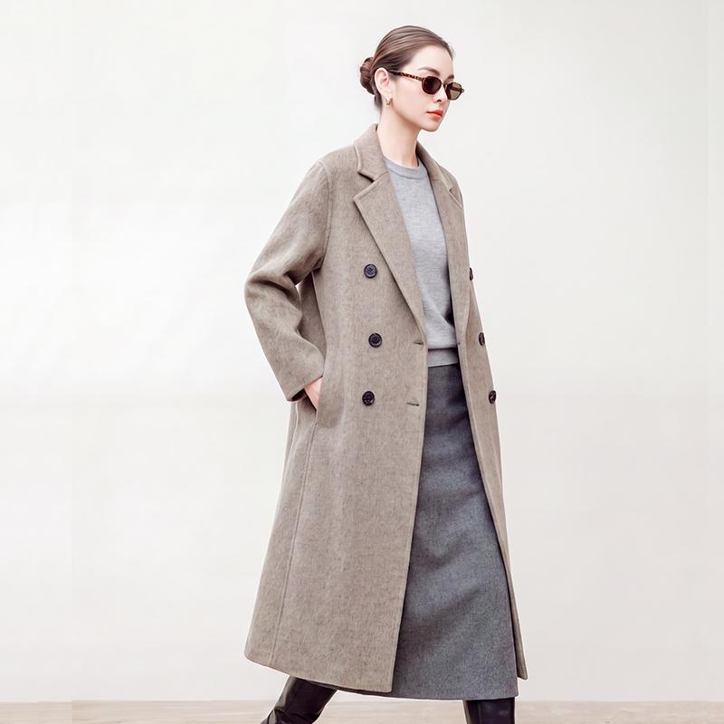 100% Wool Women Coat Autumn Wool Long Coat Handmade Pea Coat Winter Warm Wool Long Jacket Overcoat