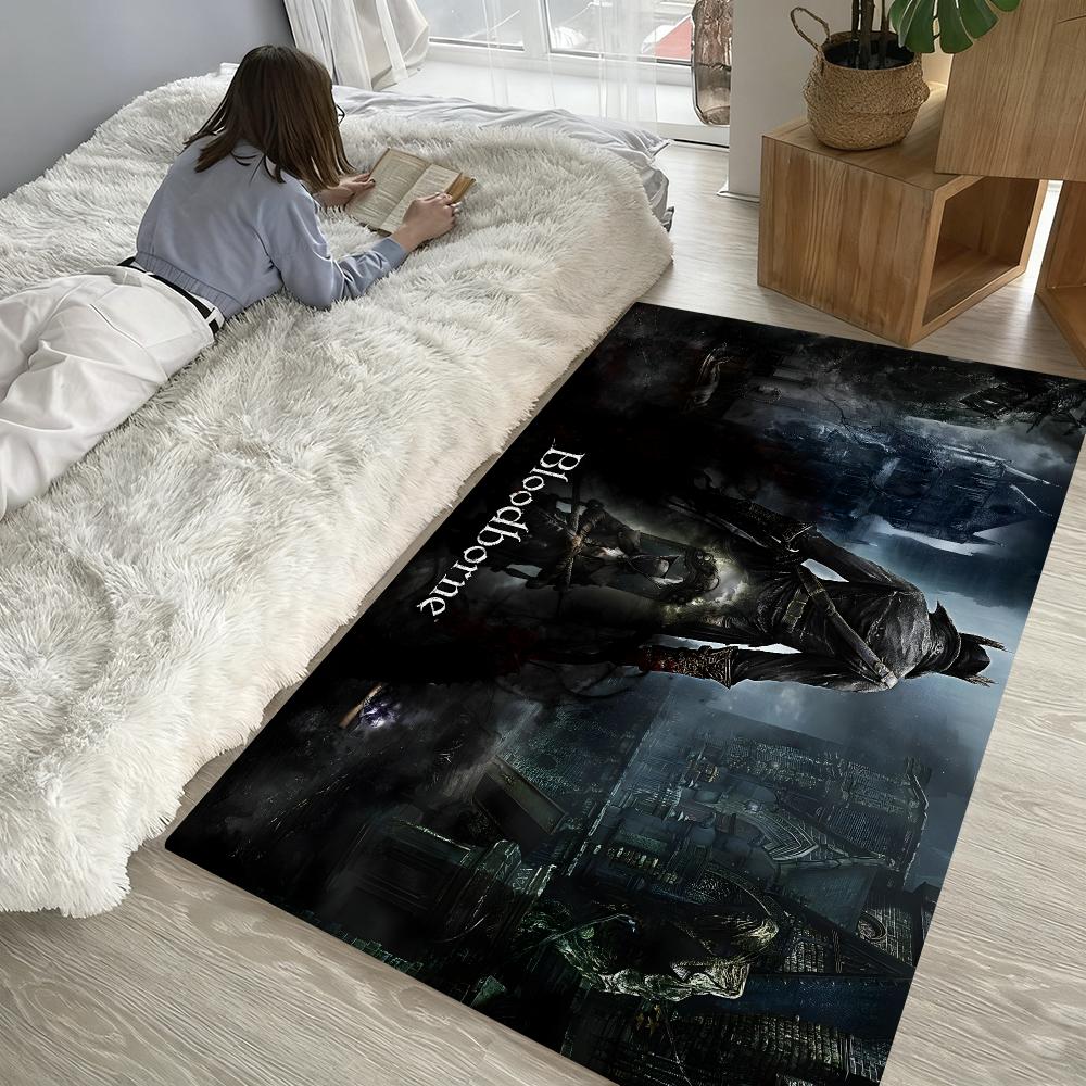 Blood-borne game Floor Mat Soft Thickened Absorbent Non-Slip Bedroom Living Room Door Mat Home Decor Flannel Rugs
