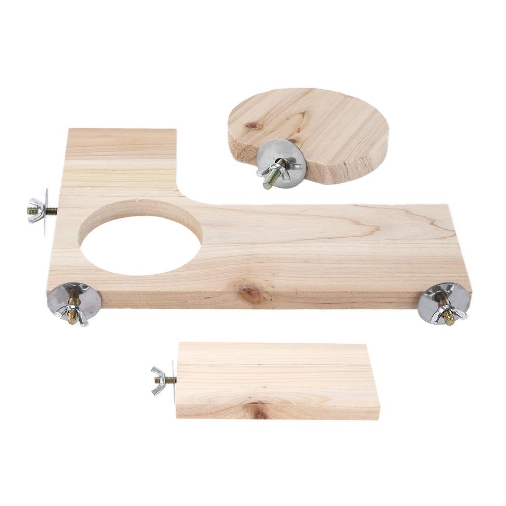3 Pcs Chinchilla Wooden Platform Set L Shaped Round Hole Wooden Platform for Chinchilla Hamster
