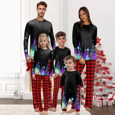Conjunto de camiseta y pantalones de manga larga a juego con estampados navideños para toda la familia Conjuntos a juego para toda la familia
