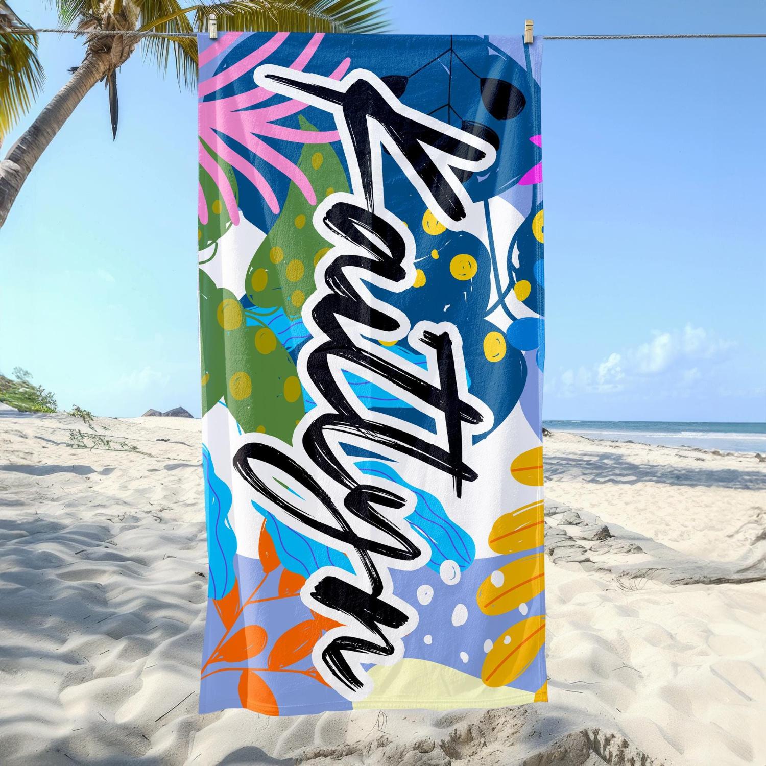 

Vibrant Bold Floral Print Beach Towel, Colorful Abstract Flower Summer Beach Towel for Beach & Pool Days W40*H60(CM)