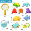 No Hole Bath Toys for Babies 6-12+ Months, Wind-up Swimming Ducks & Boat Bath Toys for Kids Ages 1-3, Baby Pool Toys Fishing Net Water Toys Watering