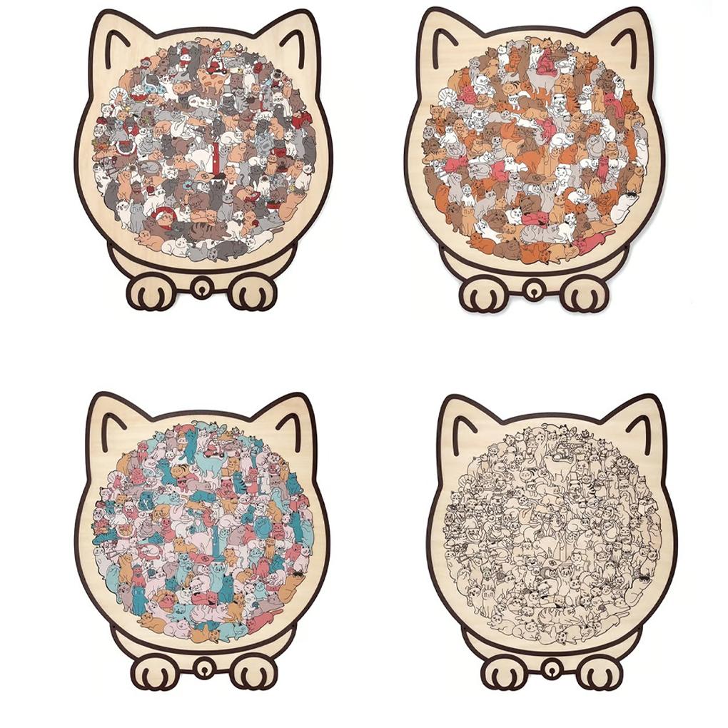 135Piece 3D Cat Puzzles Cats Puzzletoy Morandi-Colored Animal Woodpuzzle Puzzle Ideal for Lovers and Home Decoration