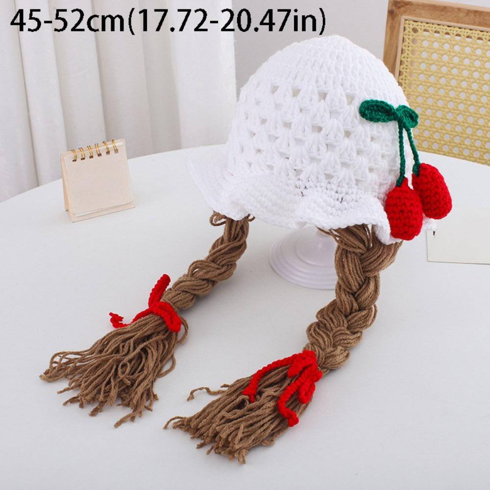 

Handmade Knitted Kids Wool Cap With Plaits Infant Wigs Photoshoot Kids Wool Cap Bebe Photography Style A