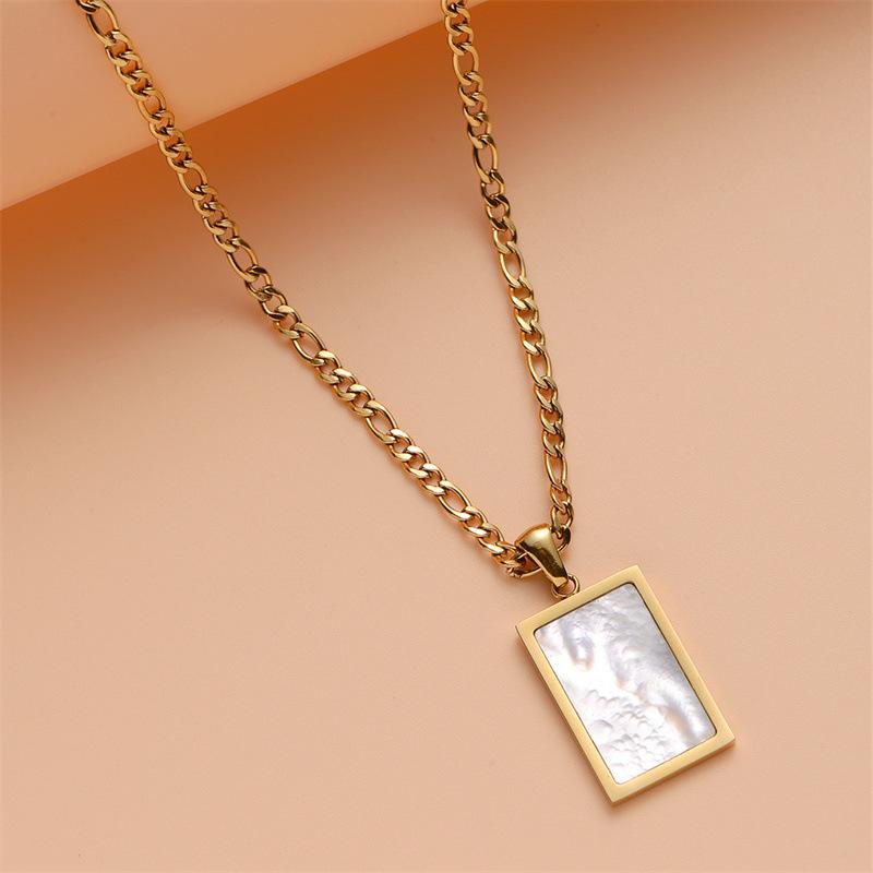 New Arrivals Autumn/Winter Seiko Inlaid Necklace Titanium Steel Electroplated Gold Inlaid Shell Sweater Chain