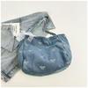 Bolso de Hombro de Lona de Mezclilla Versátil Dulce con Lazo para Mujer - Gran Capacidad