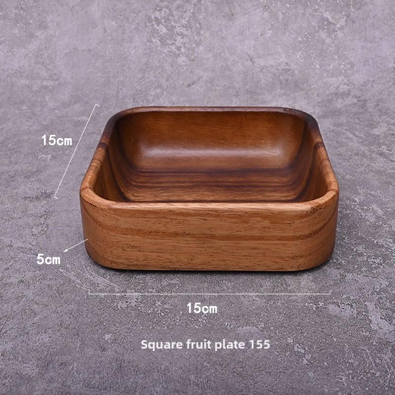 Round Wooden Grid Plate Universal Fruit Gossip Wooden Plate Simple Walnut Plate