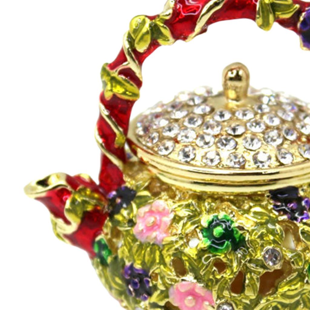 Creative Trinket Jewelry Box Enameled Teapot Necklace Rings Holder Collectible Storage Jar