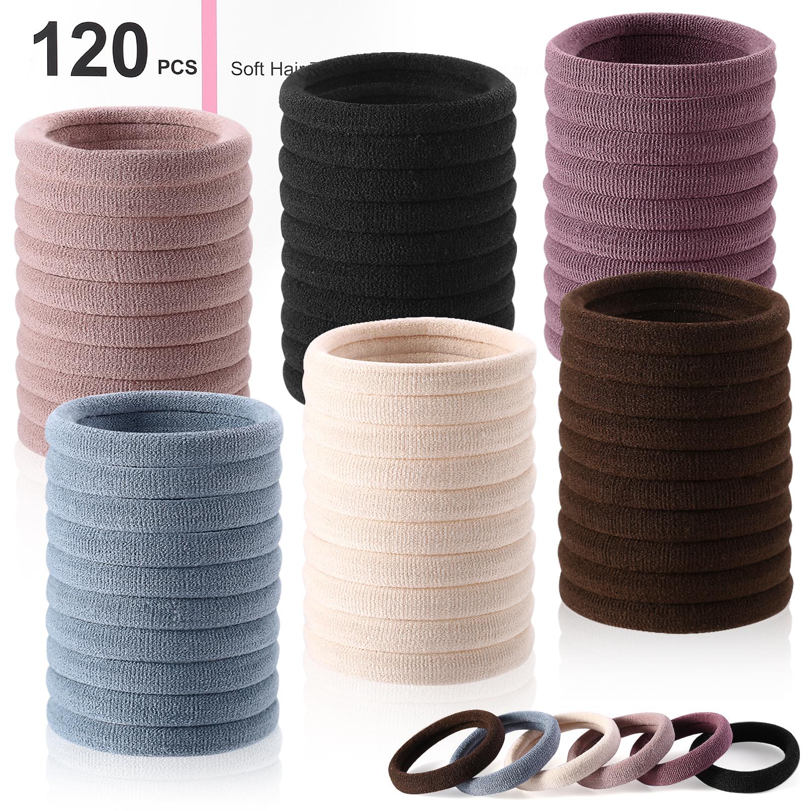

120 шт. Резинки для волос без повреждений для густых волос, Большие мягкие бесшовные нейлоновые резинки для волос для женщин, Держатели для хвостиков, Аксессуар для волос