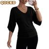 Women's Fashion Casual Solid Color Print V Neck Blouses & Shirts