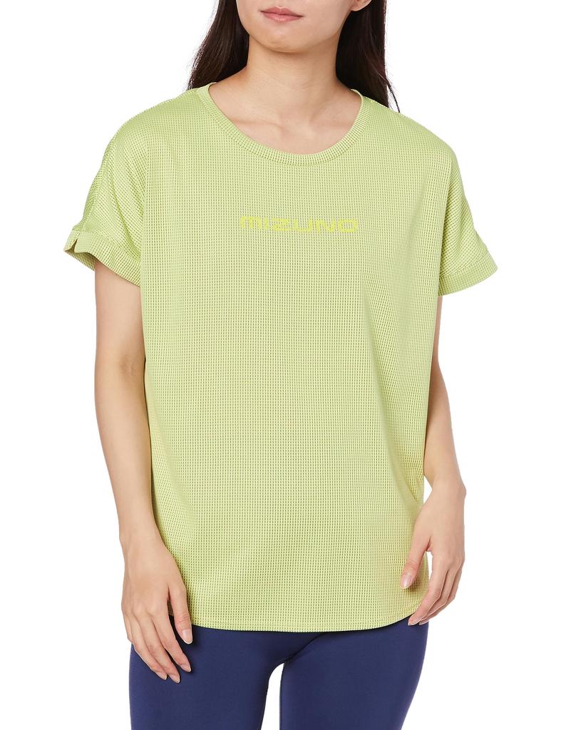 Mizuno Dry Aeroflow Highly Breathable Short Sleeve Training Luminary Size 32MAA870 Women's T-Shirt, Green,