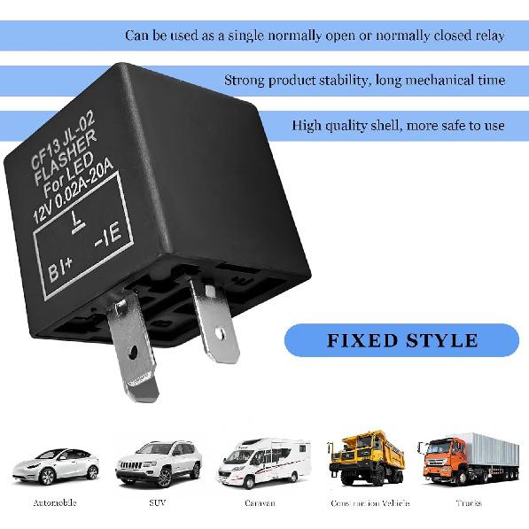 3-Pin CF13 EP34 Electronic Flasher Relay, CF13 JL-02 12V LED Light Flasher Blinker Relay, Universal Turn Signal Light Falsher Fixes Hazard Warn Hyper