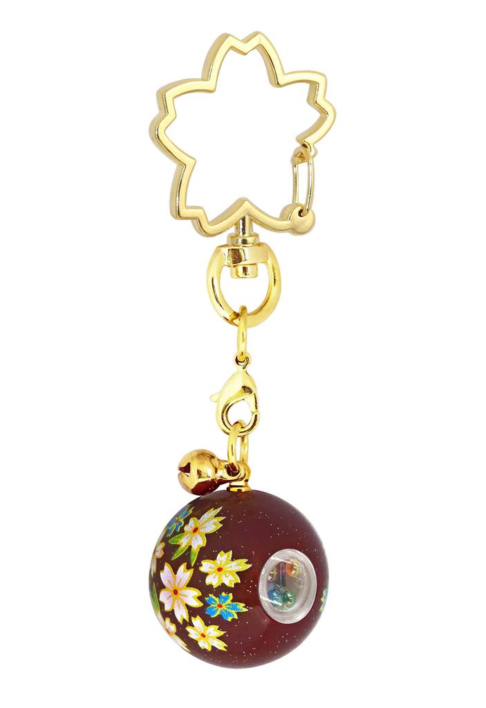 Zune Kaleidoscope Dark Japanese Made In Dark Red Keychain, Red, Lacquer, Pattern, Japan, Souvenir,