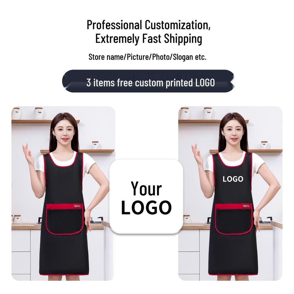 Unisex Waterproof Bib Apron with Logo Print for Kitchen and Catering