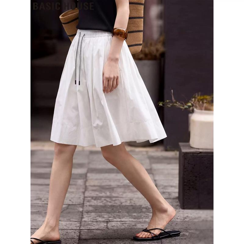 Basic House Women s Slim A-line Midi Skirt One Size