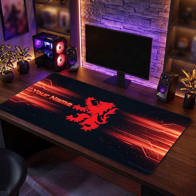 Middlesbrough FC Custom Large Mouse Pad, Personalized Name Text Print, Football Logo Non‑Slip Desk Mat Gaming Gift